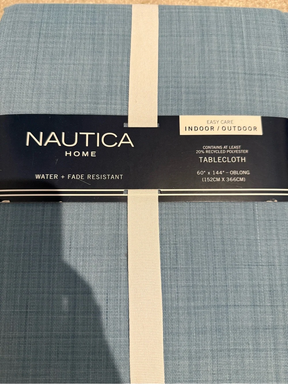 Nautica Light Blue Indoor/Outdoor Tablecloth